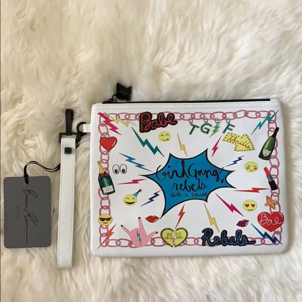 Emm Kuo Girl Gang Power White Clutch Wristlet - Picture 3 of 15